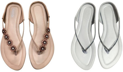 Nicesteps Women Flats(Pink, Grey , 5)