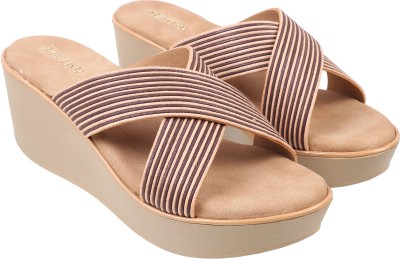 METRO Women Wedges(Beige , 3)