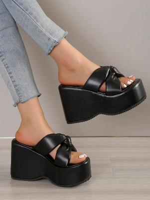 UUNDA Fashion Women Wedges(Black , 2)