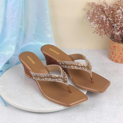 MOCHI Women Flats(Gold , 8)