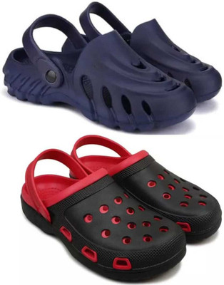 house of common Men Clogs(Navy, Red , 8)