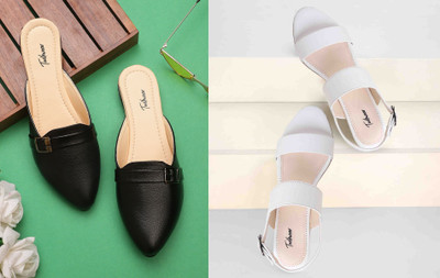Todhwear Women Heels(White, Black , 5)