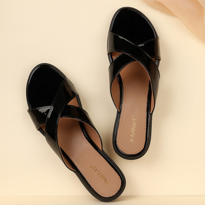 RAHEGAS Women Wedges(Black , 8)