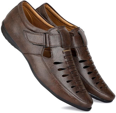 house of common Men Sandals(Brown , 7)