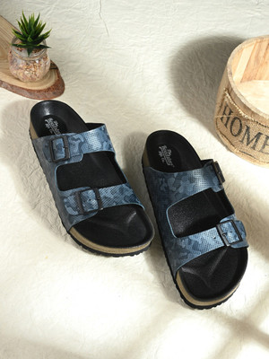 Roadster Trendy Camouflage Print Stylish Double Strap Men Sandals(Navy , 8)