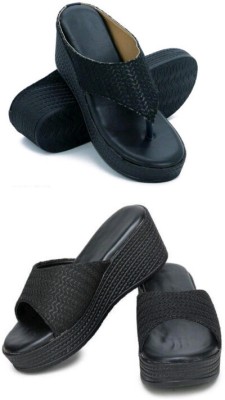 SD Collection Women Wedges(Black , 4)