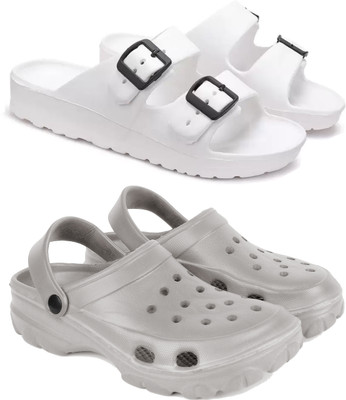 DRACKFOOT Men Slides(Grey, White , 9)
