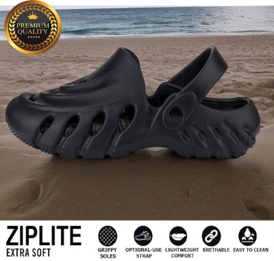 ZIPLITE Original|Comfortable|Highly Durable Clogs with Adjustable Back Strap Men Flats(Black , 6)