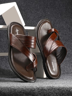 LEONCINO Sandals For Men | Memory Form Footbed | Casual Wear | Slippers For Men | Men Sandals(Brown , 8)