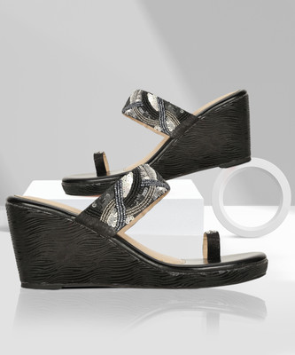 Bata Women Wedges(Black , 4)