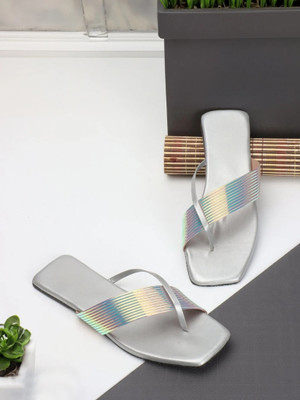 KILLER Women Flats(Silver , 6)