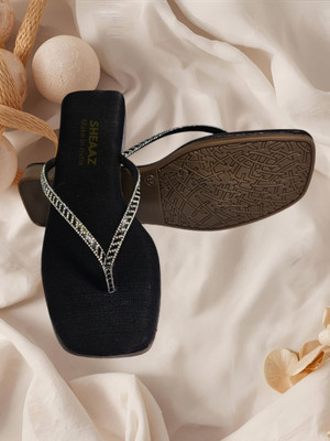 Sheaaz Women Flats(Black, Silver , 8)
