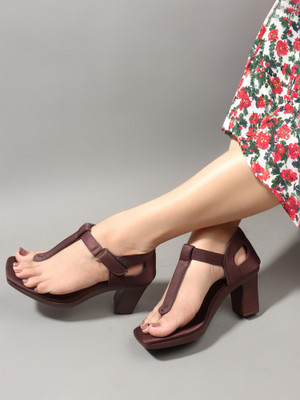 Dressberry Women Heels(Brown , 7)