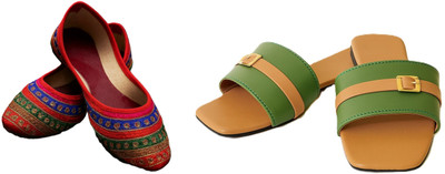 Dualstep Women Flats(Green, Brown, Multicolor , 7)