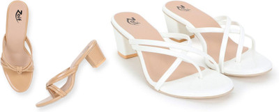 Zaif Women Heels(White, Beige , 5)