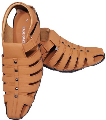 RAGE GAZE Men Sandals(Tan , 10)