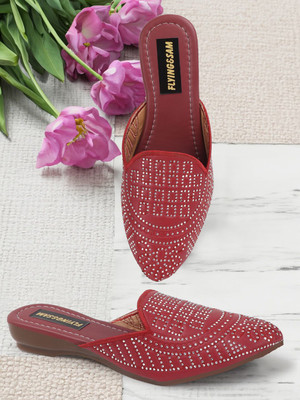FLYING&SAM Women Flats(Red , 4)