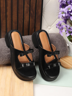 SNEAKERSVILLA Women Heels(Black , 5)