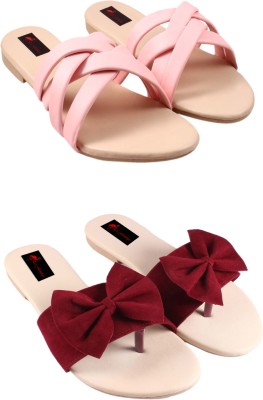 Red Flamingo Women Red, Pink Flats