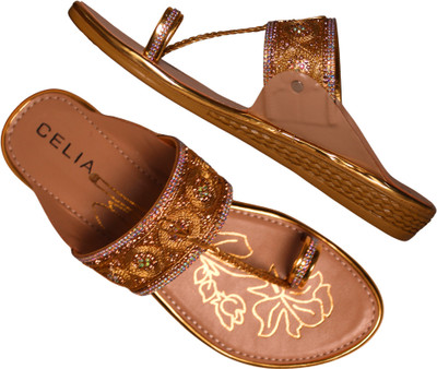 CELIA Women Flats(Gold , 4)