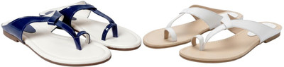Kuhu Creations Women Flats(Blue, White , 5)
