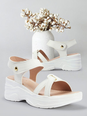 VENDOZ Women Wedges(White , 3)