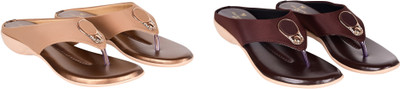 PMS Women Wedges(Brown, Maroon , 4)