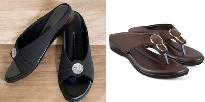hunyza footwear Women Flats(Brown, Black , 8)