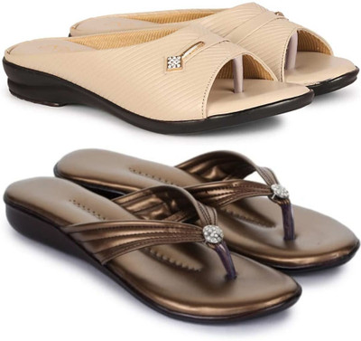 Nekii Traders Women Flats(Beige, Brown , 7)