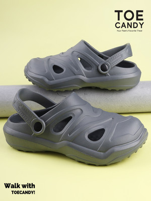 TOE CANDY Grey Men Clogs Slide Men Sandals(Grey , 6)