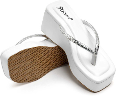 AK SKY Women Heels(White , 5)