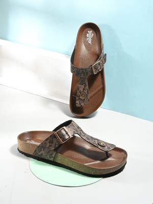 Roadster Trendy Camouflage Print Stylish Double Strap Men Sandals(Brown , 8)