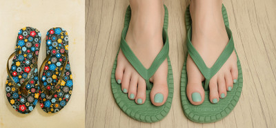 Geeta Women Flip Flops(Multicolor , 5)