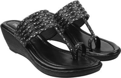 METRO Women Wedges(Black , 4)