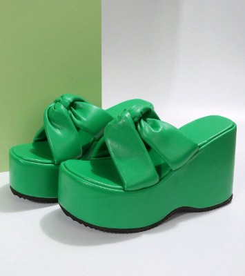 UUNDA Fashion Women Wedges(Green , 6)