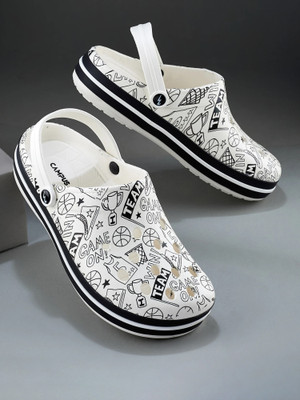 CAMPUS GC-4025 Slippers | Quirky Doodle Design | Cushioned & Comfy Slip-On Men Clogs(Off White , 6)