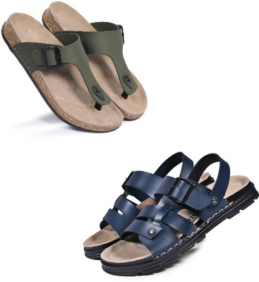 Walkivo Men Sandals(Green, Blue , 6)
