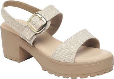 MONROW Women Wedges(Beige , 7)