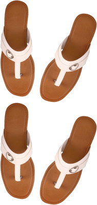 Goraiya Women Flats(White, White, Beige , 9)