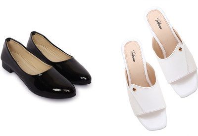 Todhwear Women Heels(Black, White , 8)
