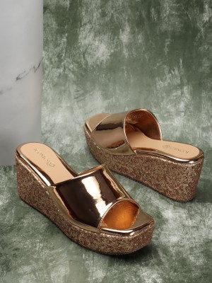 ICONICS Women Wedges(Gold , 5)