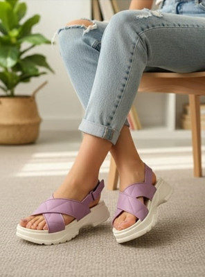 Shozie Girls Velcro Wedges(Purple , Depend on foot length)