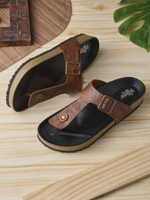 Roadster Stylish Dual Strap Buckle Design Men Flats(Tan , 10)