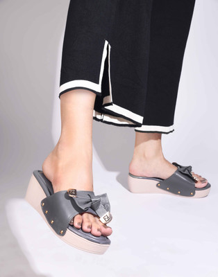 jm looks Women Wedges(Grey , 4)