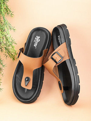 Roadster Stylish Comfortable Men Sandals(Tan, Black , 8)