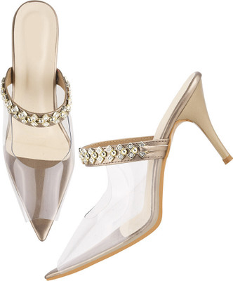 Hitway Women Heels(Gold , 7)