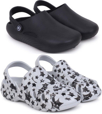 KAPYANSH Men Combo Pack of 2, Ultra cushion, Flipflops, Slipper, Slides, Sandal, Clogs Men Casual(Black, Grey , 8)