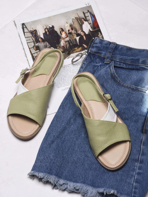 TRYME Women Flats(Green , 4)