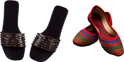 Dualstep Women Flats(Multicolor, Black , 4)