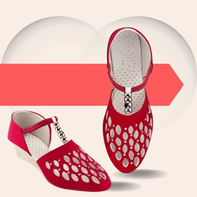 RuWin FASHION Women Wedges(Red , 6)